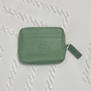 Roots Green Leather Wallet Card Case Holder Coin Pouch